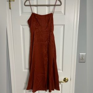 Lulu’s Rust Orange Satin Dress